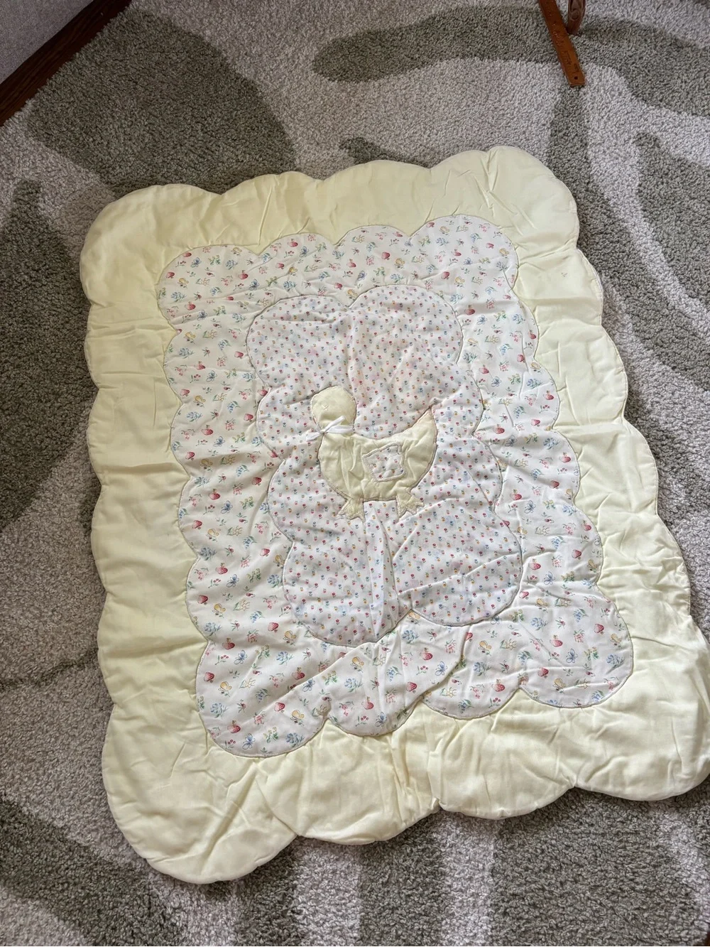 Yellow pastel vintage baby duck Baby Quilt
